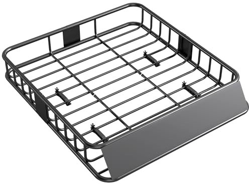 HOMCOM Portapacchi Auto Tetto da 90.7 kg, Cestello Portapacchi Auto Universale con Deflettori, Barre Laterali, Portabagagli in Acciaio, per SUV, Pickup, Fuoristrada, Berline, 110.5x99.5x18.5 cm, Nero