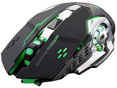 DIYEAH Mouse Wireless Da Gioco Dpi Regolabile, Silenzioso Ed Ergonomico Per Laptop e Pc, Ricarica Wireless e Illuminazione a 7 Colori, Compatto e Versatile Per Gaming e Ufficio