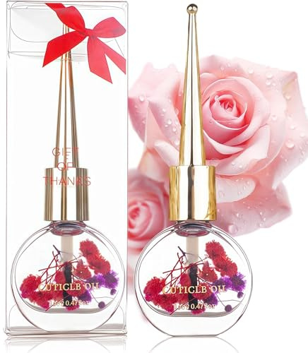 Cuticle Oil - Nail Oil Infused with Real Flowers - 14ML Hydrates, Moisturizes, Strengthens, Adjust - Improve Nails for Dry Cuticle Damage, Rose -1 pcs