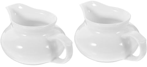 Anneome 2 Pezzi Caraffa per Salsa in Ceramica Bianca 200ml con Manico