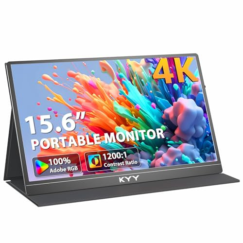 KYY 4K Portable Monitor – 15.6 UHD IPS Travel Display, Slim & Lightweight Design, HDMI & USB-C Inputs, Perfect for PS5, Xbox, Switch, Laptops, Phones, and On-The-Go Professionals, K5