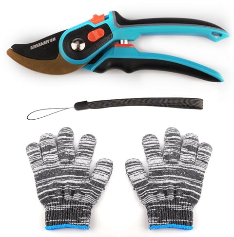 OUPADOS Sécateur à enclume à cliquet haute performance 215 mm - Lame en bois 35 mm - Diamètre de coupe pour bois frais, dérivation - Sécateur à rosiers