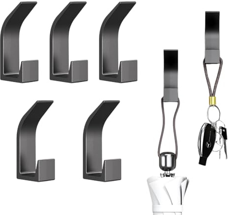 KIRZAX 5 Pezzi Ganci Adesivi,Porta Asciugamani Bagno Adesivo (Senza Forare),Appendiabiti da Parete Moderno,per Bagno, Cucina, Servizi Igienici, Cucina, Ufficio(Nero)