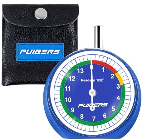 PUIBERS Tire Tread Depth Gauge 32nds, Luminescent Dial Tire Depth Gauge with Storage Bag,Professional Thread Depth Gauges for Cars, Trucks, Motorcycles
