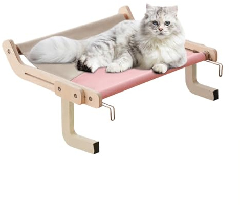 Asiento de ventana para gatos – Percha para gatos para tomar el sol y descansar | Ventosas fuertes con cómoda alfombrilla elevada lugar de descanso para gatitos de interior y gatos adultos, cómodo