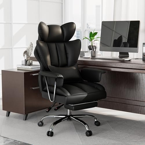 Gotland Bürostuhl, ergonomischer Schreibtischstuhl mit Lendenwirbelstütze, höhenverstellbar, Neigungsfunktion, Computerstuhl mit hoher Rückenlehne für zu Hause und das Büro (Schwarz)