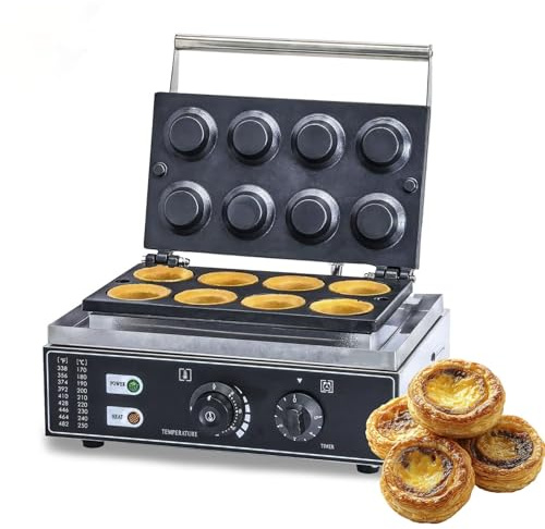 Máquina eléctrica for hacer tartaletas de huevo, waflera antiadherente de doble cara de 1550 W, control de temperatura y tiempo for refrigerios en casa y restaurantes.