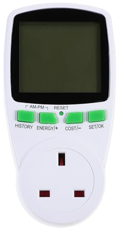 COHEALI LCD Digital Electricity Usage Monitor Plug Uk Power Socket with Voltage Watt Cost Frequency Display Energy Consumption Analyzer