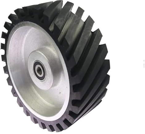 Rueda de contacto de goma dentada de 200 x 75 mm, lijadora de banda con equilibrado dinámico, soporte trasero y rodillo tensor.(Hard 90a,6004 installed 20)