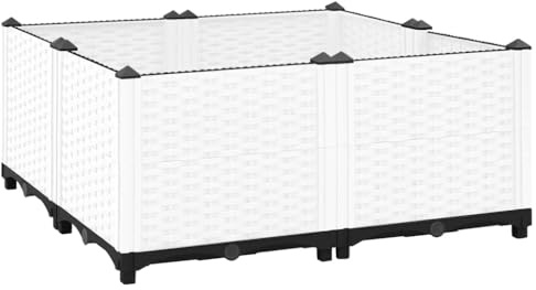 Mokuyary Fioriera da giardino per esterni, fioriera da giardino, scatola per piantare piante in polipropilene, 80 x 80 x 38 cm