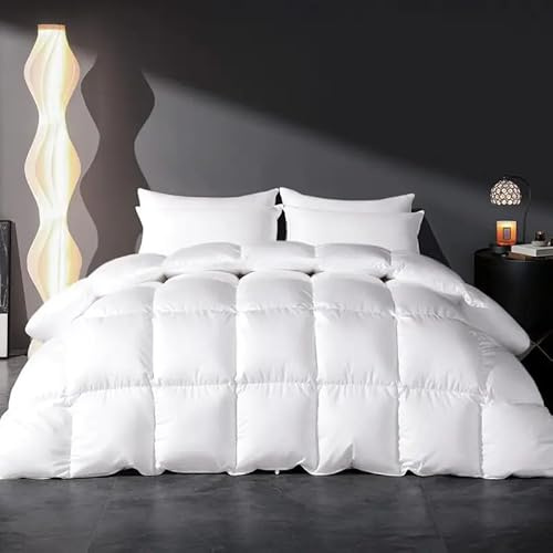13.5 Tog & 15 Tog Duck Feather & Down Duvet Hotel Quality Winter Quilt Soft Warm Breathable Bedding Box-Stitched Design All-Season Cosy Comfort – Double King Super King (King - 13.5 TOG)