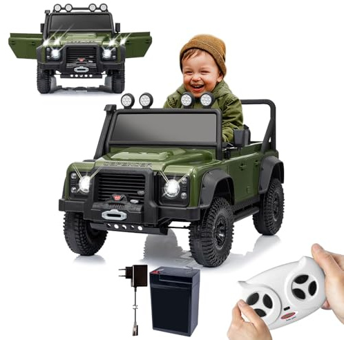 JAMARA 461893 Ride-on Land Rover Defender 110 SVX 2,4 GHz Li-Power 12.6, elbil för barn från 3 år, elektrisk barnbil, elektrisk sits, presentidé, ljus, tuta