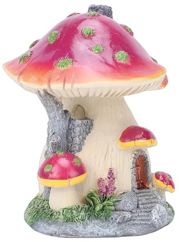 HELEVIA Mushroom House Miniature Decor, Resin Statue for Outdoor Lawn Garden Decoration with Cute Mini Design, Fairy Gardening Enthusiasts