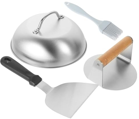 Gadpiparty 1ensemble Presse à Hamburger Acier Inoxydable Outil Presse-Viande et Spatule pour Barbecue Set Compact avec Manche Bois Accessoire Cuisine pour Galettes de Viande et Burgers