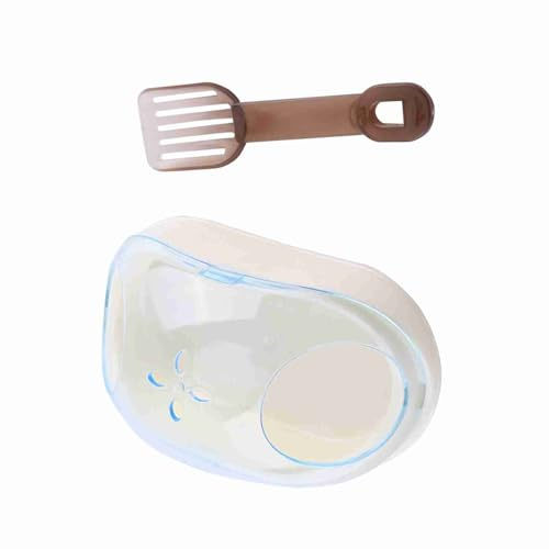 AMONIDA Kattlåda för Hamsterbadrum med Spade Slitstark Plastkonstruktion 15,3x8,3x6cm Perfekt för Husdjurstoalett och Tvättrum (Blå)