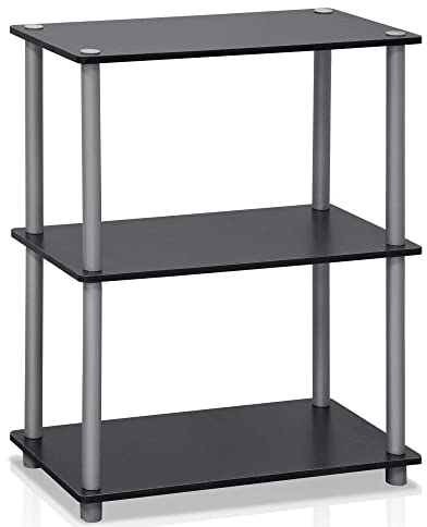 Furinno Turn-N-Tube Kompaktes Mehrzweckregal mit 3 Ebenen, Schwarz/Grau, 29,5T x 59,9B x 75,2H cm