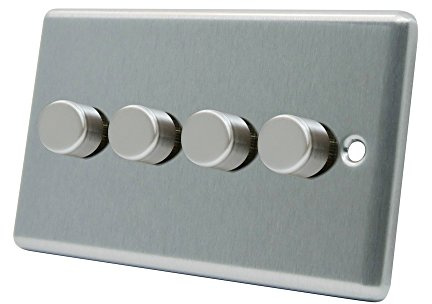 AET CSC4GDIMLED 10 A 250 W 4-Gang 2-Way Satin Finish Chrome Classical LED Light Dimmer Switch