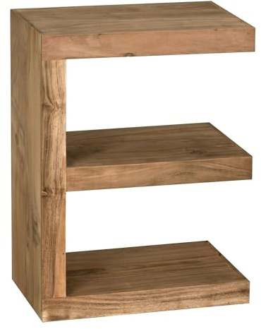 FineBuy Beistelltisch E Cube 45x30x60 cm Akazie Massivholz Braun