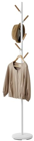 YAMAZAKI 2814 PLAIN Coat Hanger, white, Steel/Wood, 28 x 28 x 177 cm