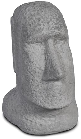 gartendekoparadies.de Moai die Stein-Statuen der Osterinsel, Steinfigur, Grau, Frostsicher aus Steinguss für Außenbereich, H. 29 cm, 11 kg