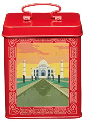 KitchenCraft World of Flavours Airtight Metal Food Storage Container, 11 x 11 x 14 cm (4.5 x 4.5 x 5.5) - Red