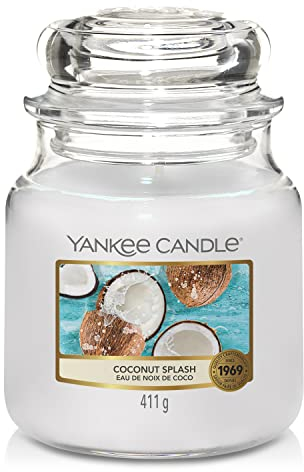 Yankee Candle Duftkerze im Glas (mittelgroß) | Coconut Splash | Brenndauer bis zu 75 Stunden