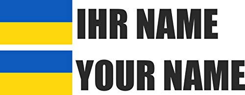 INDIGOS UG - Auto Aufkleber Ukraine - schwarz - Aufkleber selbst gestalten - Ordner, Motorrad, Fahrrad, Wand, Tür, Kühlschrank - 720x144 mm - Flagge Name personalisierte Geschenke