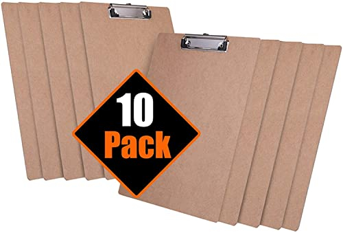 JAKAGO Klemmbrett Holz A4 (10er pack) Clipboard A4 klemmbretter zum Aufhängen Schreibbrett mit Aufhängeose Gummierter Metalklemme Recycelbar für Schule Büro Arbeit Inventur und Lagerwirtschaft