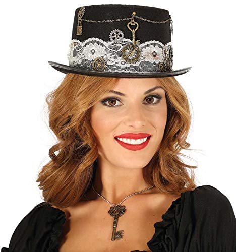 NET TOYS Eleganter Steampunk Zylinder für Frauen - Aufregendes Damen-Kopfbedeckung Viktorianischer Hut mit Zahnrädern - EIN Blickfang für Karneval & Mottoparty