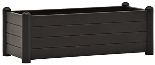 vidaXL Lit Surélevé de Jardin Jardinière d'Extérieur Pot de Fleurs Bac à Plantes Lit de Plantation Plate-Bande Cour PP Anthracite 100x43x35 cm