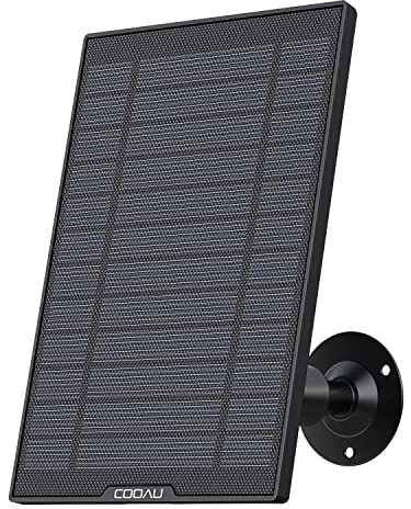 COOAU Solarpanel für solar Sicherheitskamera Akku Überwachungskamera Aussen | Kamera Überwachung Aussen WLAN IP Kamera Outdoor, Wetterfest, 360° Einstellbare Halterung,3M Type-C-Kable