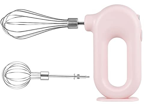 YARUMD FOOD Eléctrica Batidora De Varilla, 20W Portátil Multifunción Batidores De Huevos,4 Velocidades Batidora De Mano, (2 Varillas Batidor),Rosado