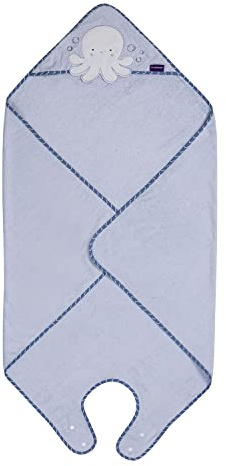 ClevaMama Extra stort bambuförkläde babybadhandduk med huva för nyfödda, bebisar och småbarn i ultramjuk bambu, absorberande, för pojkar och flickor 0-4 år - blå, 98 x 98 cm