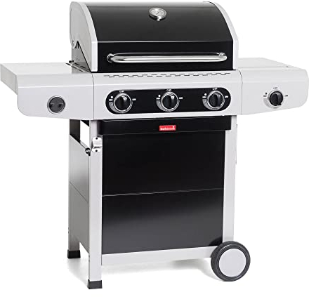 Barbecook Gasgrill Siesta 310 50 MB mit Planchaplatte, 3 Brennern und Seitenbrenner, schwarz, 124x56x119cm