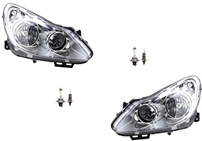 Johns, Scheinwerfer Halogen passend für Opel Corsa D 06-10 Set L R mit H7 H1 chrom Rah.
