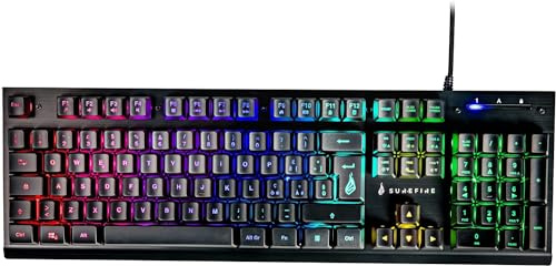Surefire Kingpin X2 Gaming Keyboard Italiana - Tastiera Multimediale Gaming con Illuminazione - Tastiera RGB con Piastra Frontale in Alluminio - 25 Tasti Anti-Ghosting - Layout Italiano QWERTY