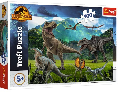 Trefl - Puzzle 100 Teile, Dominion, Jurassic Park, Jurassic World, 5+ | Fördert Konzentration und Beobachtungsgabe, hohe Qualität, detailreiches Puzzle, farbenfrohes Puzzle für Kinder