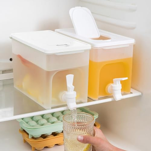 4L Large Drinks Dispenser Fruit Infusing Water Dispenser Container with Tap,Drink Dispenser,Refrigerator Cold Kettle,Fridge Jug Drinks Chiller Large Dispenser for Serving Cocktails,Juices,Water(1pcs)