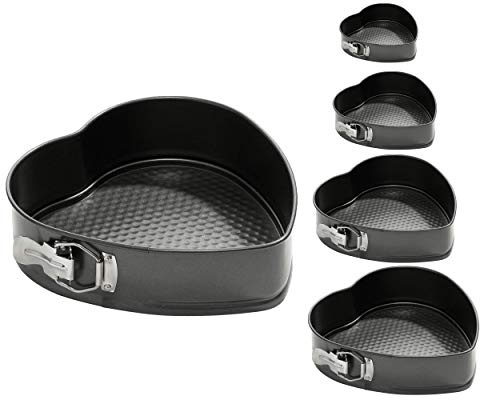 FARKZIQ New Non-Stick Heart Shaped 5 Pcs Cake Pan Mould Tins Spring Foam Cake Baking Trays