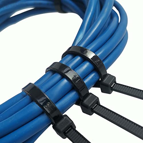 8 inch Cable Ties, 4.8mm x 200mm, 100 Pack Black Zip Ties Long 50 lbs Tensile Strength with UV Resistant, Nylon Plastic Self Locking Large Heavy Duty Cable Wrap for Tidy Wires Home Workshop and Garden