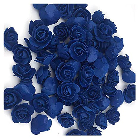 Yurosiay 500 Stück Künstliche Blumen Rosen Mini Schaumrosen Künstliche Rosenköpfe Mini Rose Deko Ohne Stiel Gefälschte Rosen Schaumrosen für DIY Rosen Bär Handwerk Brautstrauß Navy blau
