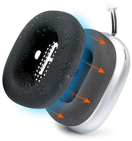 WC SweatZ Max – Patentierte Silikon-Schweißüberzüge für AirPods Max 1 | Von Wicked Cushions | (Nicht für AirPods Max 2). Schweißfest, kompletter Ohrpolsterschutz | Black