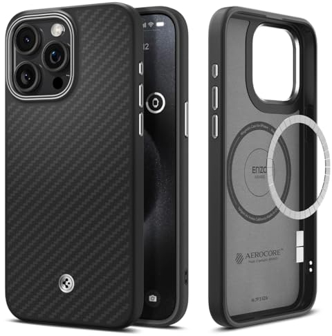 Spigen Enzo Aramid MagFit Case MagSafe Compatible with iPhone 15 Pro - Matte Black