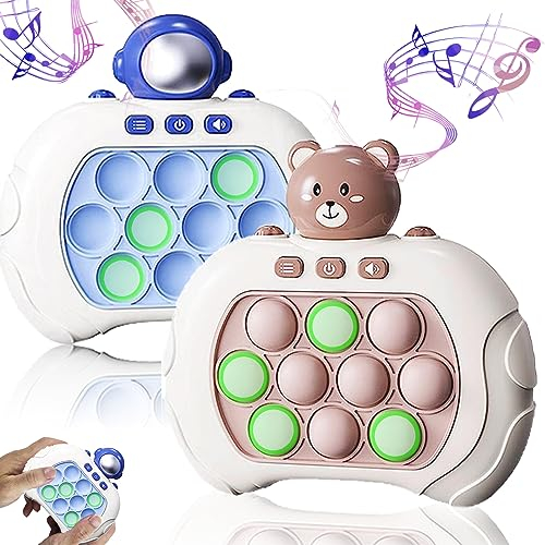 Jastown 2 Stück Spielekonsole Quick Push Bubbles, Quick Push Game, Light up Pop it Game, Fast Speed Push Game, Pop Fidget Game Toys, elektronisches Spiel Spielzeug ab 3 Jahre