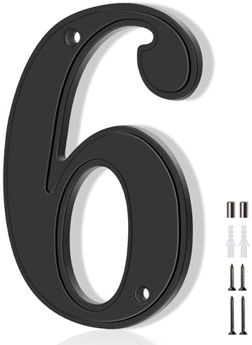 Numeri civici 6, numeri civici Emotionlite per indirizzo, numeri civici grandi e moderni per esterni, numero cassetta postale in metallo, 12,7 cm, stile in lega di zinco