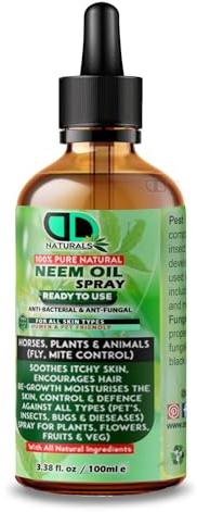 DD Organic Neem Oil A Natural Garden Bug Spray for Plants & Horses.- Insect Repellent & Bug Repellent for House, Skin Care, Hair Growht (100ML Dropper)