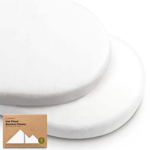 2-Pack Spannbettlaken Babybett für Mädchen, Junge - Bamboo Spannbettlaken Kinderwagen Kompatibel mit Halo Stubenwagen, Chicco, Baby Delight, Graco, Unisex Beistellbett (Soft White)