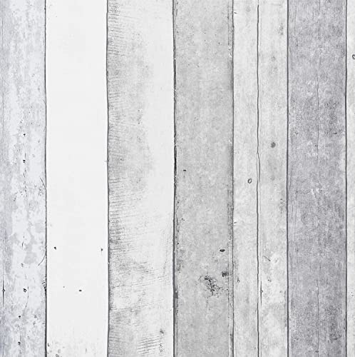 CiCiwind Self Adhesive Wallpaper Wood Contact Paper 44×1000cm Grey White Wood Effect Vinyl Wrap Peel and Stick Wallpaper Removable Stick on Wallpaper for Living Room Bedroom Wall Cabinet Table