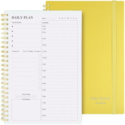 Asten - Planificador diario sin fecha, cuaderno de lista de tareas por hora, planificador de citas en espiral, cuaderno para hombres y mujeres, planificador diario para TDAH, planificador de trabajo