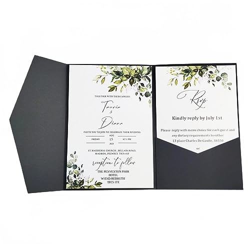 MillaSaw, Umschläge für Hochzeitseinladungen, für Feiern, Geburtstagsfeiern, Geschenkkarten zum Valentinstag, Set mit 25 Stück (schwarz)
